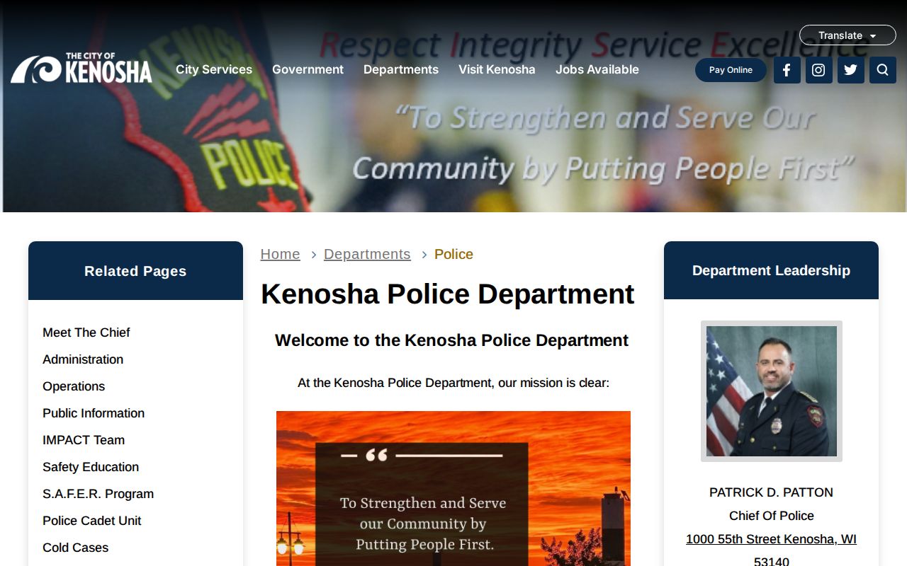 Kenosha County Kenosha Police Department official arrest-record source