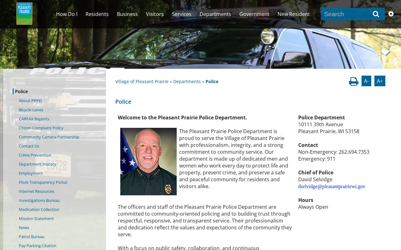 Kenosha County Pleasant Prairie Police Department official arrest-record source