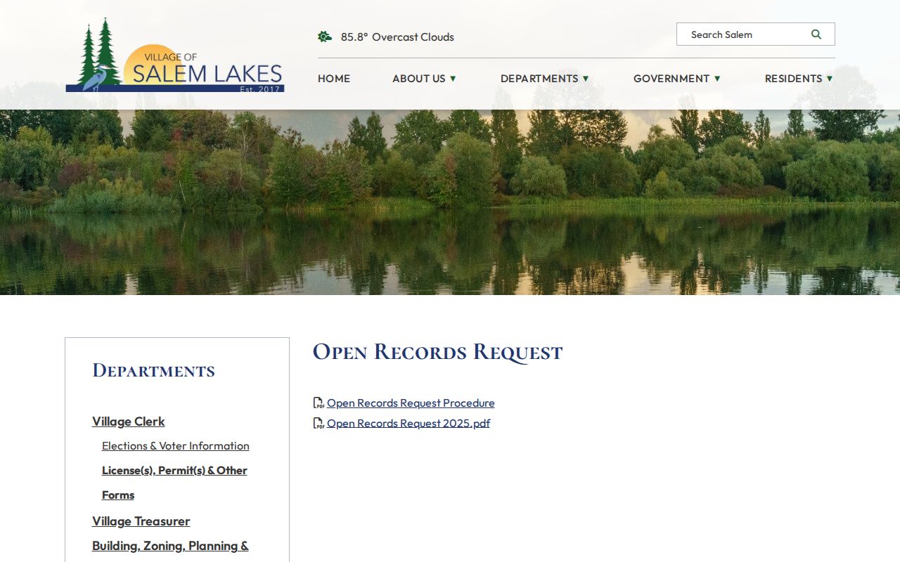 Kenosha County Salem Lakes official open-records route for arrest requests